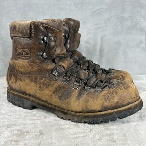 VINTAGE Scarpa Mountaineering Boots Leather Distressed 13.5 N Brown Hike Italy